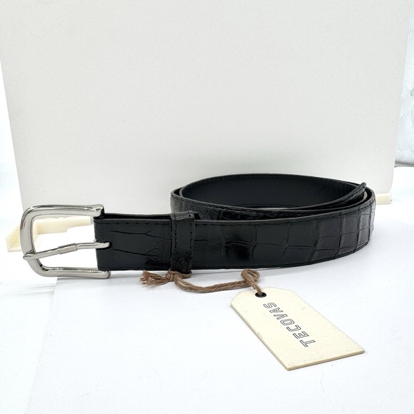 Tecovas Nile Crocodile Belt Midnight Black Genuine Leather Sz 40 NWT Cowboy